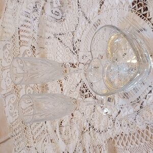 Bohemia Champagne Flute Glasses & Heart Shaped candy dish